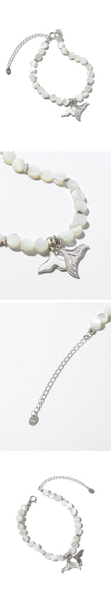 925 Silver パールコインブレスレット_Pearl White