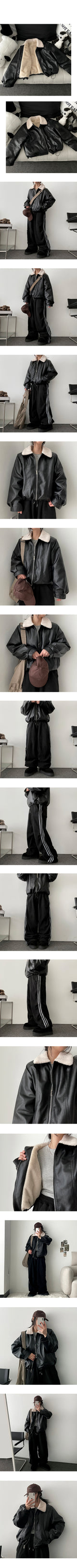 The hit  incision collar wool leather jumper