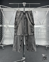 6X Zipper Detail Cargo Denim Pants (Light grey)