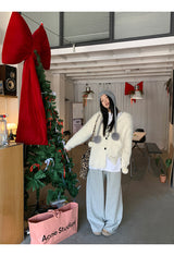Formal oversized-fit hooded soft knit cardigan