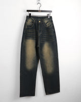 Rosen Washed Denim Long Wide Pants