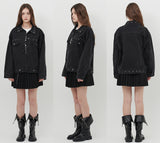 STUDDED DENIM JACKET [BLACK]