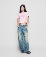 25FW WOMAN ミラーACベアクロップ半袖Tシャツ ライトピンク
