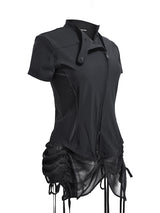 CURVED ZIP-UP SHIRT WITH LAYER . COOL BLACK