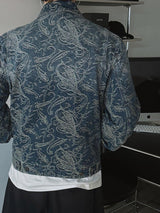 ASCLO Jacquard Denim Zipper Jacket (2color)