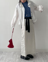 Jacquard Satin H-Line Long Skirt
