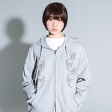 CAT FOOTPRINT GRAPHIC HOOD ZIP-UP (MELANGE)