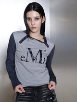 EXEOM DIAGONAL HENRY NECK LONG SLEEVE T