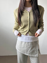 Soft v neck crop cardigan(6color)