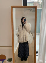 Tigent Peach Fuzz Check Long Skirt