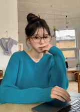 #Pure Basic V-neck Loose Fit Knit (3color)