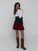 Striped Mini Skirt_Red