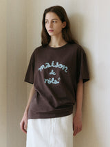 MAISON DE ROLA EMBROIDERY LOOSE FIT T-SHIRT BROWN