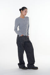 Ghibli pattern cotton wide pants