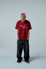 EEERRR Distorted logo over-crop fit T-shirt (Wine)