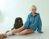 Color-Blocked Taping Hoodie String Oversized Knit