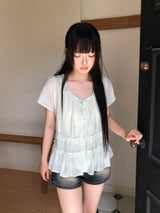 Qring Frill Short-Sleeve Blouse