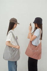 Reverse Logo Check Bag / Red