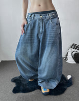 Truegen Button Waistband Side Pintuck Balloon Denim Pants 4color