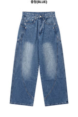 Jeff Big Pocket Washed Curved Jeans