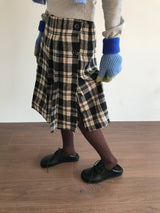 Grunge Button-Up Checkered Skirt (2 Colors)
