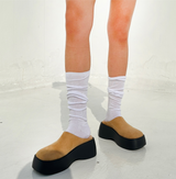 [POINT ITEM] 6CM PLATFORM Y2K SUEDE LEATHER FAUX-LEATHER BLOAFER ミュール ラウンドトゥ スリッパ - 2 COLOR