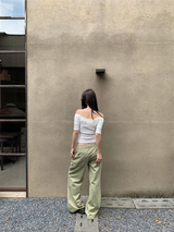 khaki cotton jeans wide casual pants