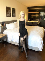 1286. ミニットシフォンアンバルラッフルロングワンピース (2color)