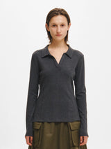 CUT-OUT DETAIL OPEN COLLAR T-SHIRT