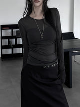 layered see-through long sleeve T (4color)