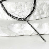 ss-classic chain レタリングラインバーネックレス_black silver