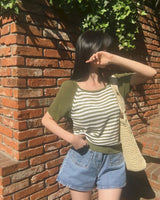 [MADE] Hi, raglan stripe short-sleeved knit