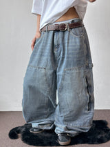 Kuchi Side Carpenter Zip Wide Balloon Pants 3color