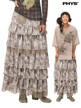Crushed textured lace panelled snake print cake dress