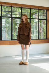 WHIMSICAL WOOL RIBBONE KNIT / BROWN