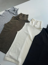 wool Angora sleeveless turtleneck T-shirt
