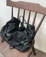 Belted Buckle Cross Double Strap Big Shoulder Bag (3 Colors)