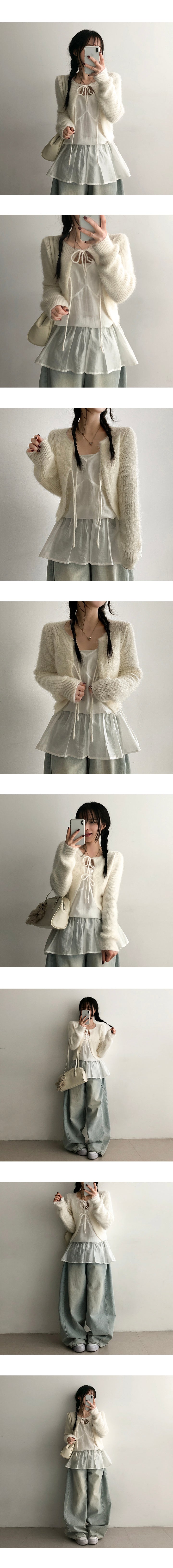 Pud Square String Knit Cardigan
