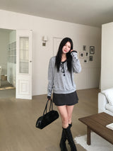 Slim U-neck stripe T