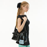 [SET] Medium Buckle Hobo Shoulder Cross Bag _ Black