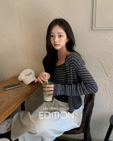 [MADE] Chen stripe cardigan & sleeveless set