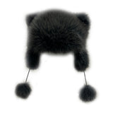 Mini tail soft fur eared fur hat (4 colors)