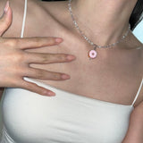 MADE pink donut necklace