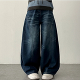 Ipp vintage washing round incision denim wide pants