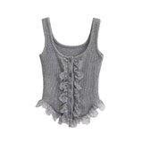 Brina Lace Ruffle Button Top
