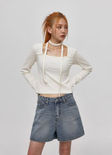 [B-DENIM] WASHING SHORTS 012 - BLUE