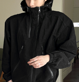 Slant-washed hooded field jacket