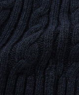 Authentic Twisted Cable Wool Beanie Navy