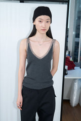 Lace Deep V-Knit (Charcoal)