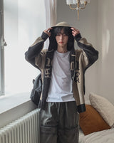 Maze Lettering Knit Hood Zip-Up